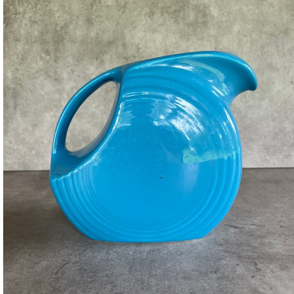 Fiesta Ware Vintage Disk Water Pitcher -Peacock blue - aqua Homer Laughlin USA